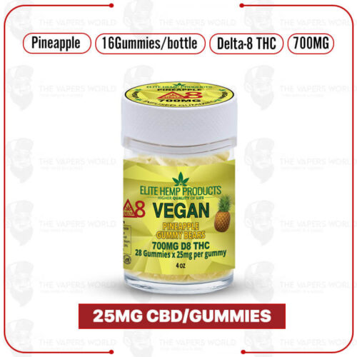 Elite Hemp Delta 8 Vegan Gummies 700mg Pineapple