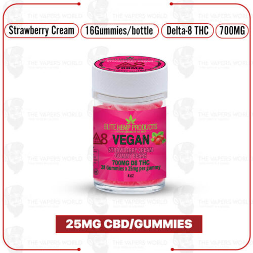 Elite Hemp Delta 8 Vegan Gummies 700mg Strawberry Cream