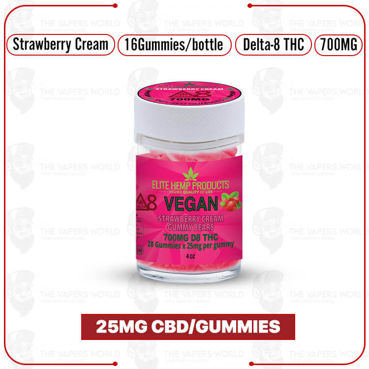 Elite Hemp Delta 8 Vegan Gummies 700mg Strawberry Cream