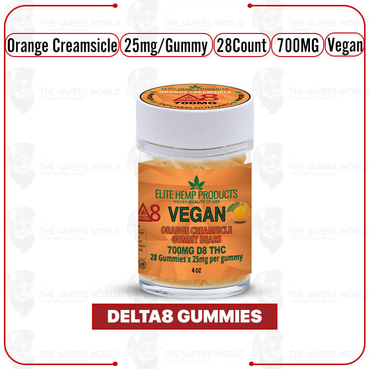 Elite Hemp - Delta 8 Vegan Gummies 700mg Orange Creamsicle