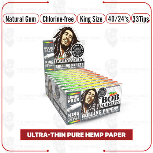 Bob Marley Ultra Thin PH Rolling Paper + 33 Tips King Size 40/24's