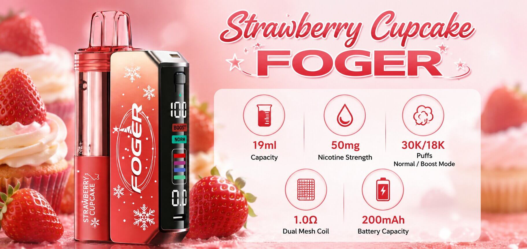 Foger Strawberry Cupcake - Features
