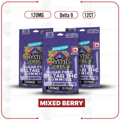 Mystic Labs Sugar Free Mixed Berry Delta 9 Gummies 120MG – 12CT