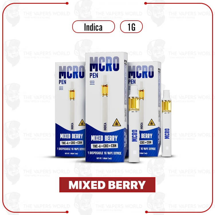MCRO Pen THC-A+CBD+CBN Disposable 1G - Mixed Berry/Indica
