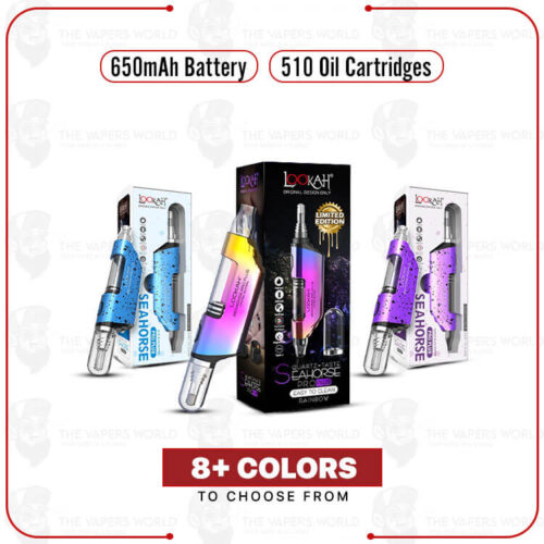 Lookah Seahorse Pro Plus Kit Where can I buy Lookah Seahorse Pro Plus Kit? You can buy the Lookah Seahorse Pro Plus Kit from The Vapers World with convenient online ordering and fast shipping. What battery capacity does the Seahorse Pro Plus have? The device has a built-in 650mAh rechargeable battery. What voltage settings are available? The Seahorse Pro Plus offers 3.2V, 3.6V, and 4.1V settings. Does the Seahorse Pro Plus work with 510 cartridges? Yes. It supports compatible 510 oil cartridges. Does it use USB Type-C charging? Yes. The Seahorse Pro Plus uses a USB Type-C charging port.